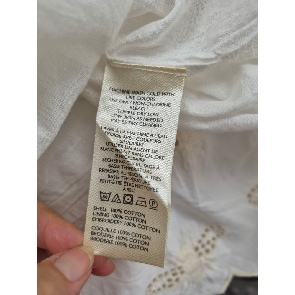 Anthropologie The Bettina Tiered Mini Shirt Dress Embroidered Bee Edition Large - Picture 13 of 16